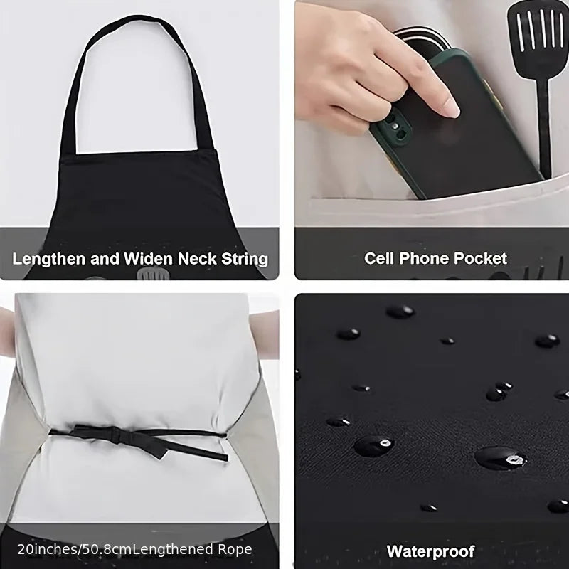 Stylish 1pc Kitchen Apron Unisex Adjustable Cooking Apron Solid Color Household Apron with Pocket for Adults Kitchen Supplies Econic Blanks