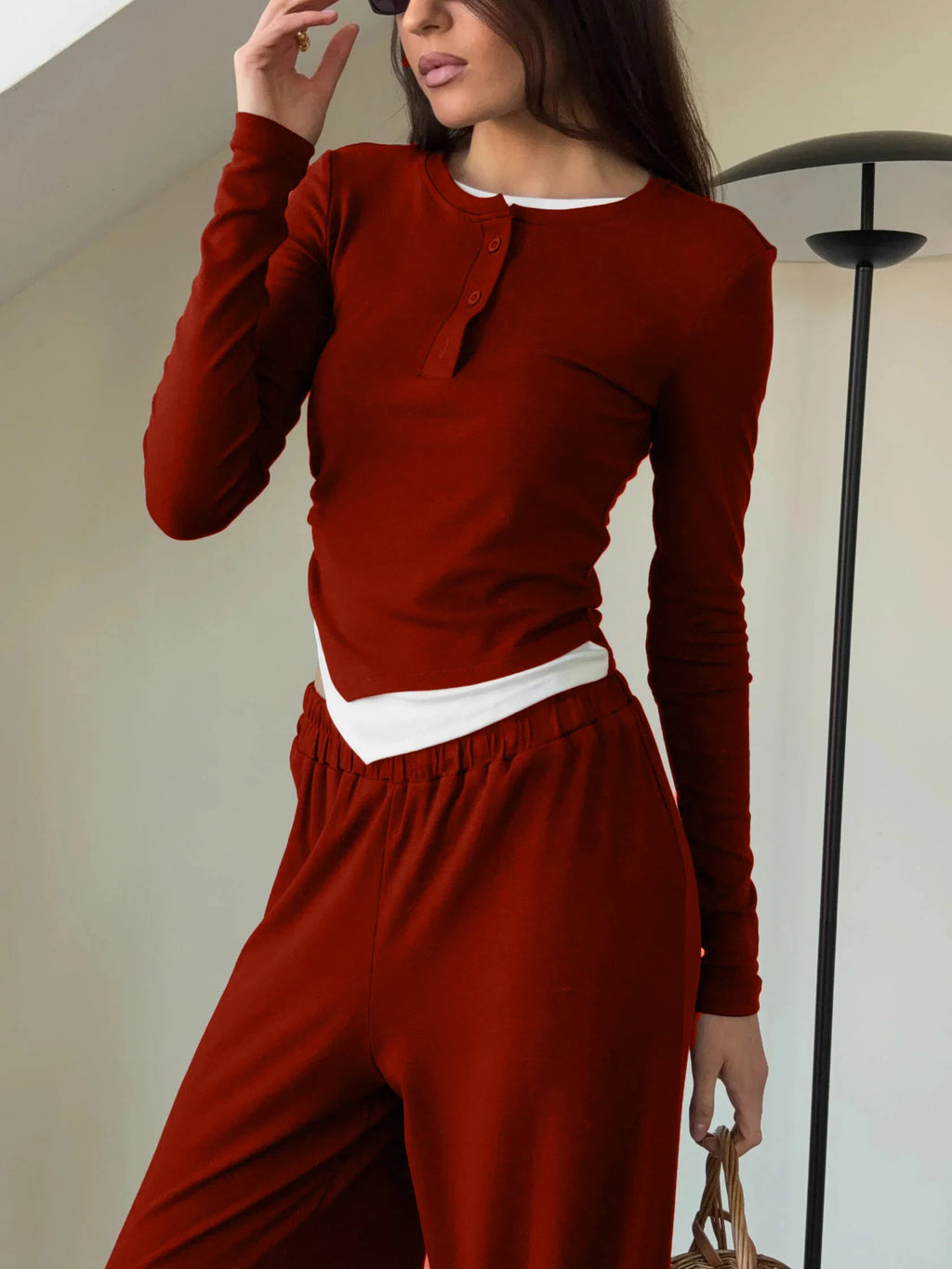 Hirsionsan Modal Soft Loose Sets Women 2026 Casual Two Pieces Long Sleeve T Shirts and High Waist Dresses Outfits Tracksuit Quick Pick Grocers