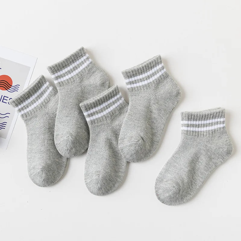 5 Pairs/Lot 2023 New Summer Children Socks Cotton Kids Fashion Black White Gray For 1-12 Years Teen Student Baby Girl Boy Socks Quick Pick Grocers