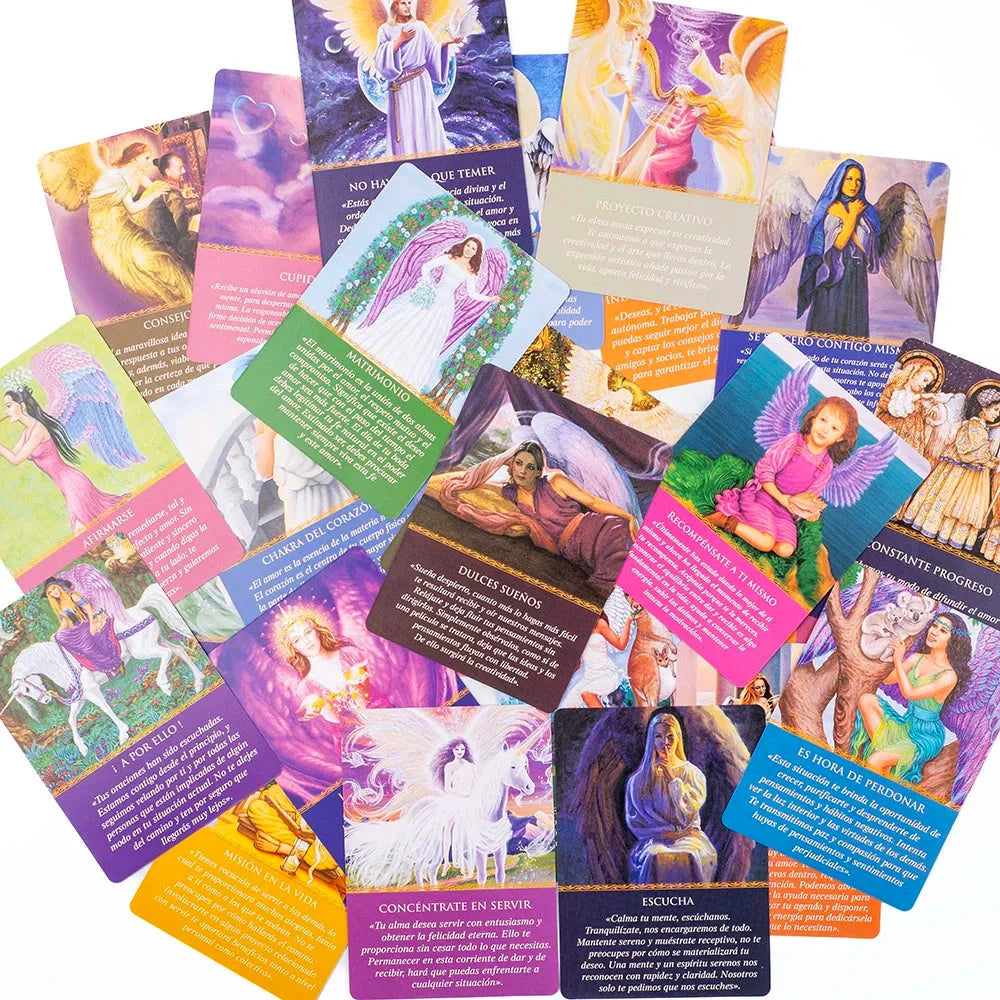 Daily Guidance From Your Angels Oracle 44 Cards Deck 10.4*7.4cm Spanish Version Fate Divination Tarot Board Playing Game Econic Blanks