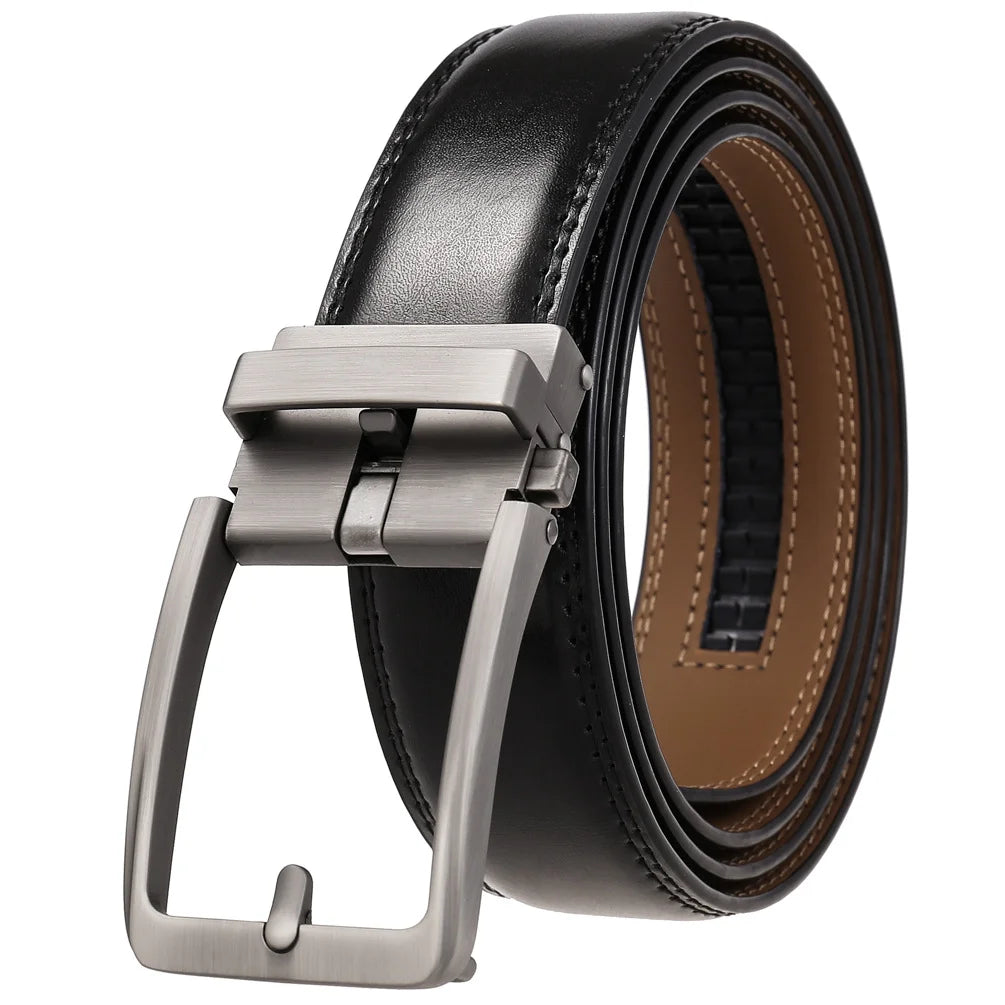 Men's Leather Belts Fashion Automatic Buckle Cowskin Male Belts Luxury Designer Black Brown 3.5cm Quick Pick Grocers