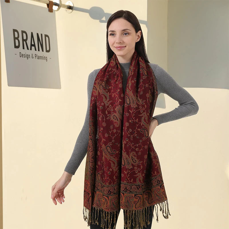 Luxury Brand Autumn Cashmere Pashmina Shawl Lady Wrap Warm Winter Scarves Design Print Female Foulard Cotton Stoles Scarf 2023 Quick Pick Grocers