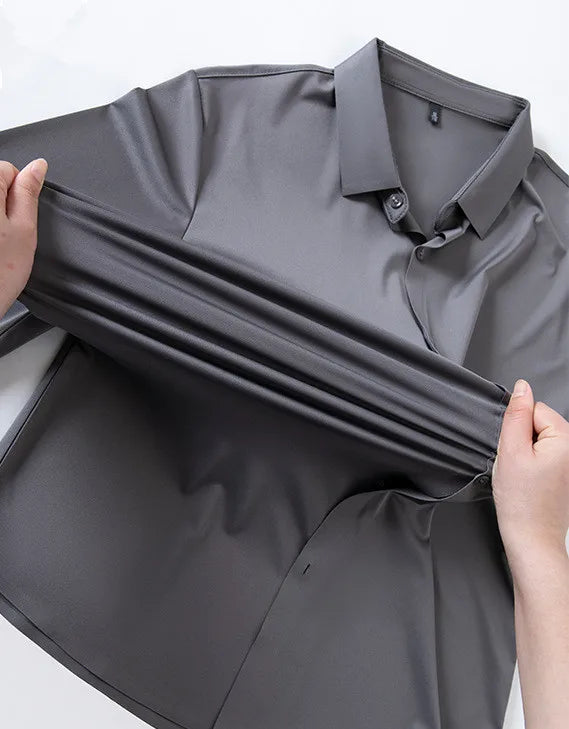 Premium Men's Ultra Stretch Dress Shirts Long Sleeve High Quality Business Formal Wrinkle-free Soft White Social Male Clothing Quick Pick Grocers
