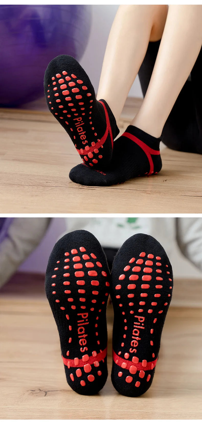 Yoga Socks Men Women Professional Silicone Non-slip Pilates Socks Large Size Indoor Floor Gym Fitness Cotton Dance Sports Socks Quick Pick Grocers