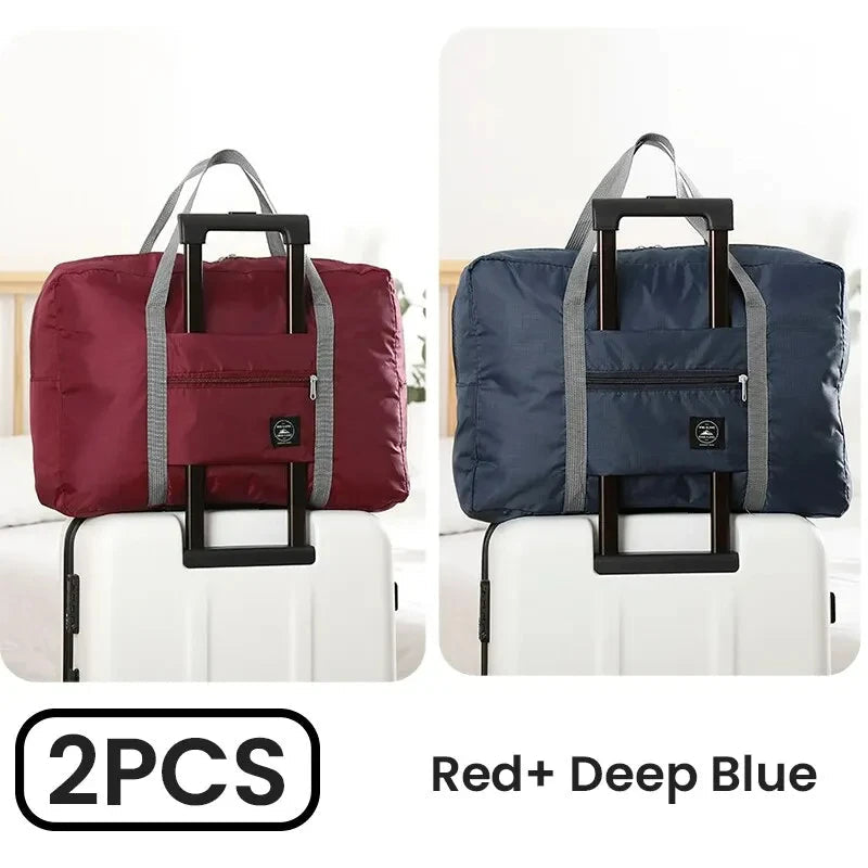 2 Pack Foldable Travel Duffel Bag for Airlines Carry on Bag Weekender Overnight Hospital Tote Bag Gym Duffel Bag Women Men Quick Pick Grocers