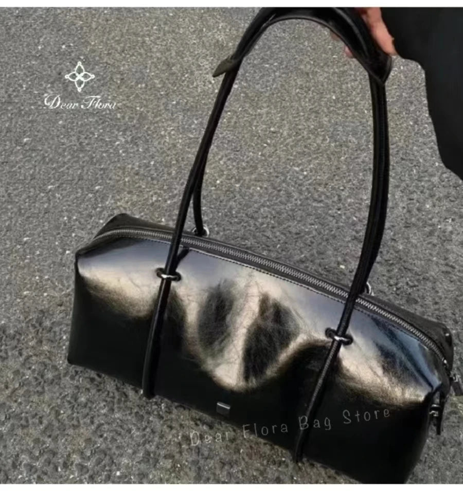 Y2K Women's Bag Large Capacity Boston Pillow Handbag Spicy Girl Fashion Motorcycle Shoulder Bags Vintage Large Capacity Tote Bag Quick Pick Grocers
