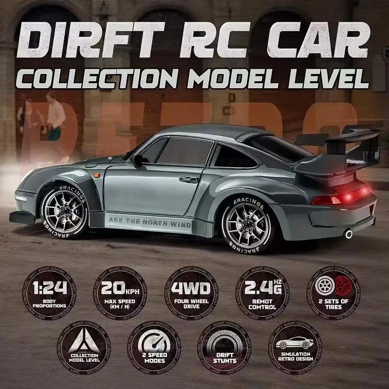 New 4WD Remote Control Drift Car Full Size 1:24 Mini Remote Control Racing Car Model 2.4G Radio High Speed RC Car Boy Toy Gift Econic Blanks