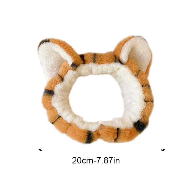 1pc adorable tiger wash face headband cartoon sell cute animal headpiece wash makeup plush tiger ear hairband Quick Pick Grocers