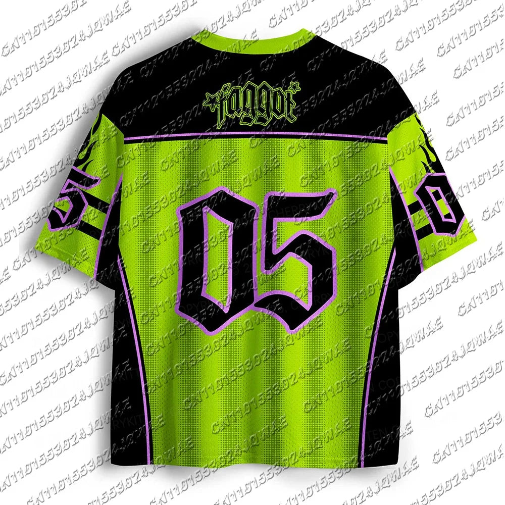Y2K Hot Girl Cool And Stunning Faggot Stars Pride Sport Jersey Women's Street Fashion Hip-Hop Concert Short Sleeved T-Shirt Quick Pick Grocers
