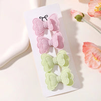 4Pcs/set Candy Colored Hair Clip Set for Girls Double Layered Bow Cute Bangs Hair Pin Cotton Safe Children's Hair Accessories Purest Peak
