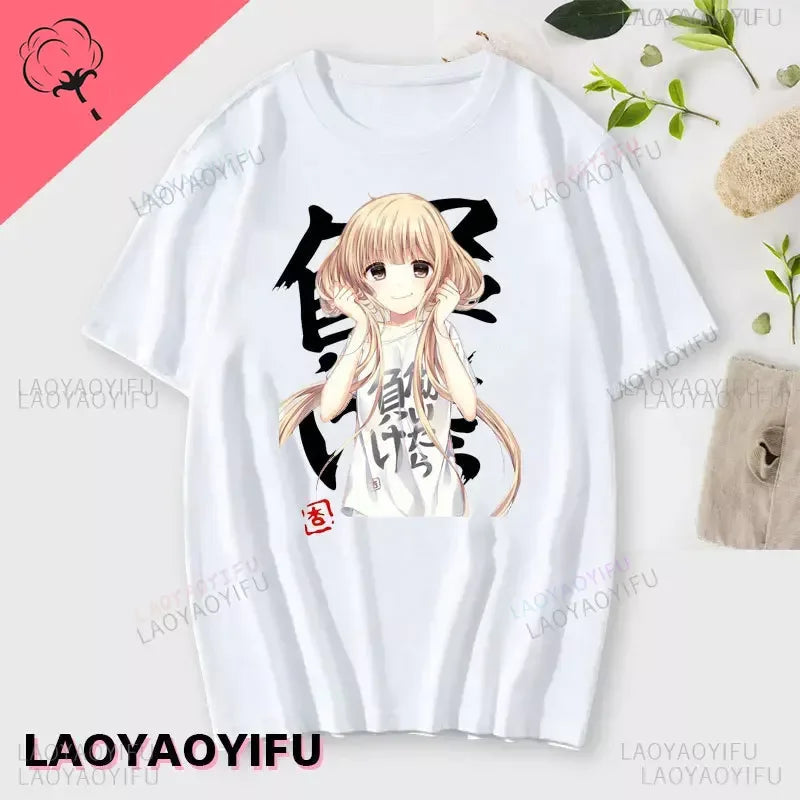 If You Work You Lose - Anzu Futaba Version T-Shirt 2024 New Kawaii Anime Cotton T-shirt Tees for Men Funny cartoon Otaku Tshirt Quick Pick Grocers