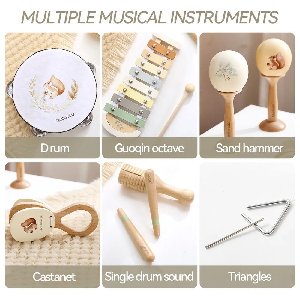 Musical Instruments Montessori Music Baby 0 12 Months Toys Drum Xylophone Kids Early Educational Wooden Instruments Baby Toys Purest Peak