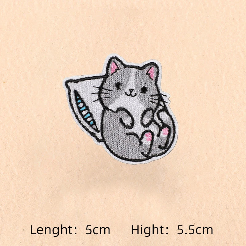 Cute Cartoon Cat patch Embroidery Patches on clothes Children's clothing Animal Interesting Embroidery Accessories Iron patch Quick Pick Grocers