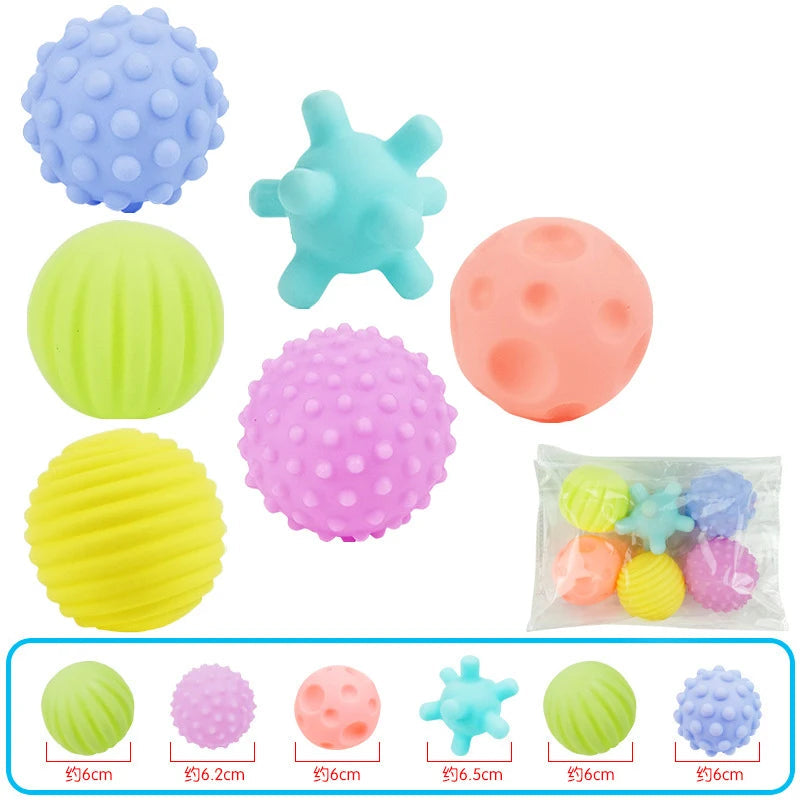 6Pcs Textured Multi Ball Set Develop Tactile Senses Toy Baby Touch Hand Ball Toys Training Ball Massage Soft Balls Kids Gifts Purest Peak