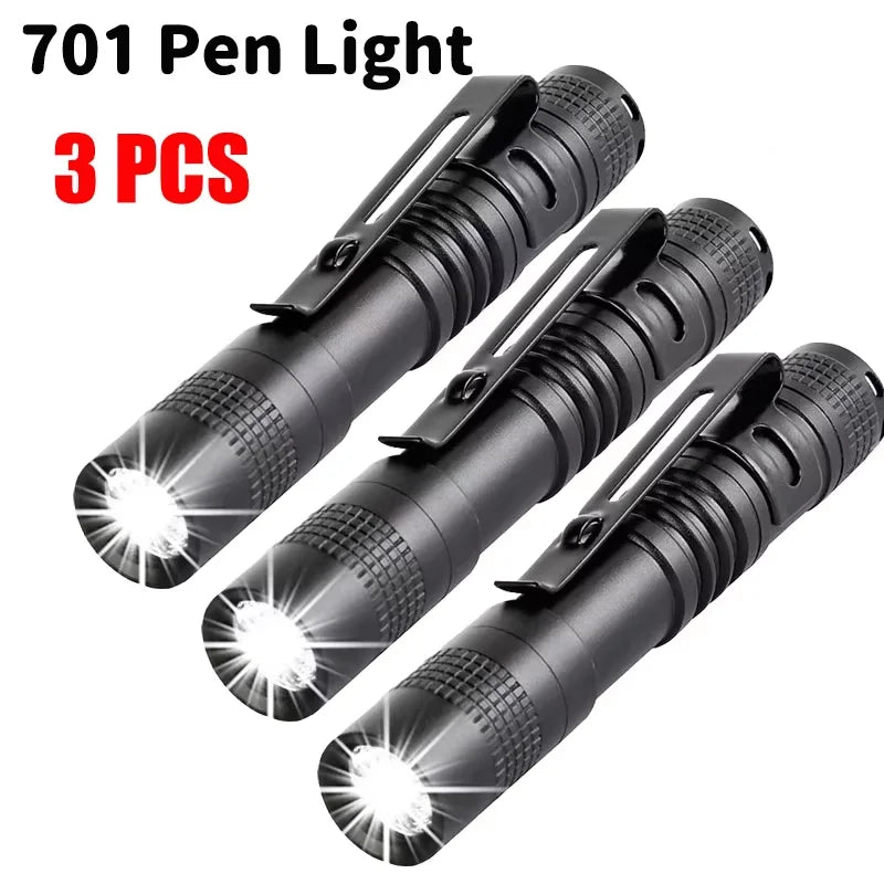 Portable Mini LED Pen Flashlight Pocket Waterproof Handheld Torch Light for Outdoor Camping Hiking Car Repair Emergency Home Use