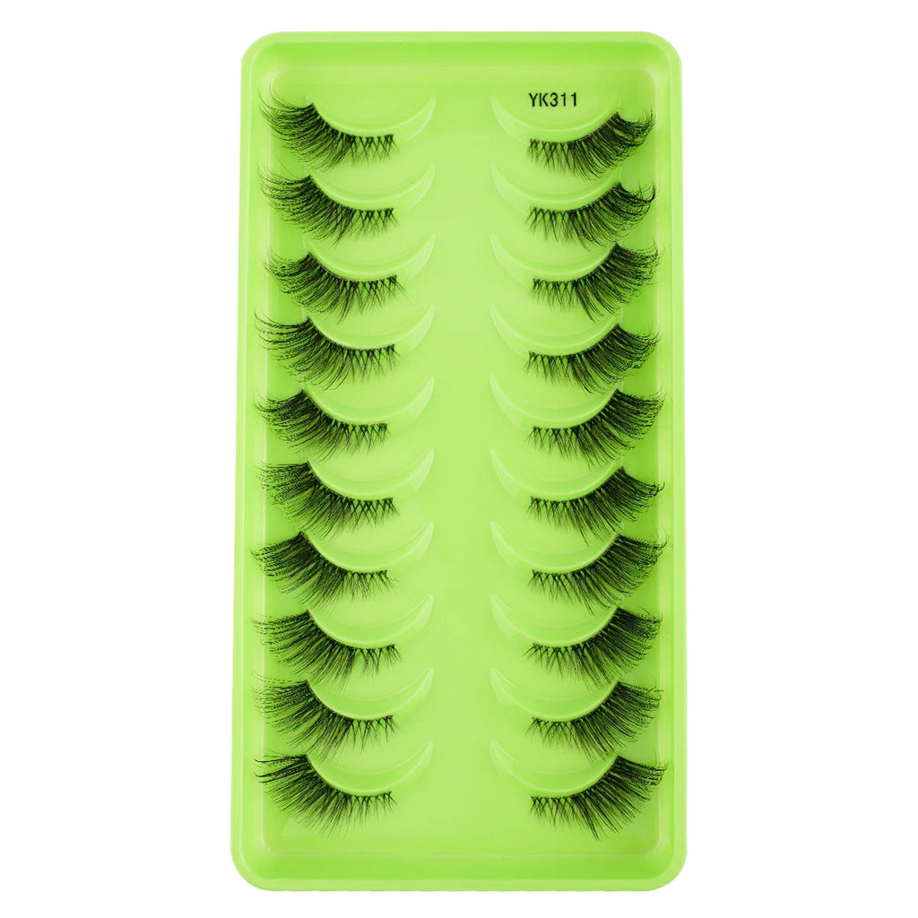 New Half Eyelashes 3/10Pairs Half Lashes Natural 3D Cat Eye Lashes Clear Stem False Eyelash Extension Makeup Faux Cils maquiagem Purest Peak