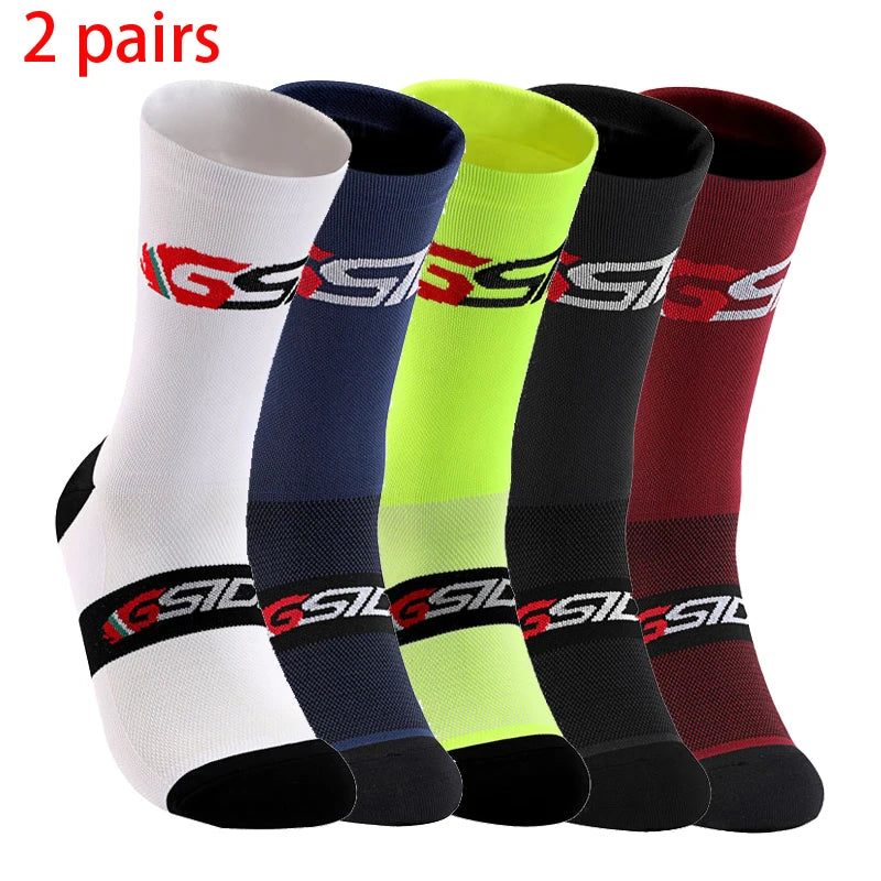 2pairs 2023 New Cycling Socks Bike Nurse Compression Road Bike Running Mtb Knee-high White Sports Funny Brand Black Quick Pick Grocers