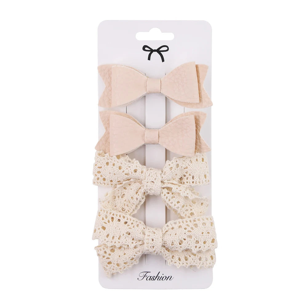4Pcs/Set Baby Bows Hair Clips Muslin Girls Hairpins Hairclip For Kids Cotton Linen Barrette Flower Print Side Pin  Accessories Purest Peak