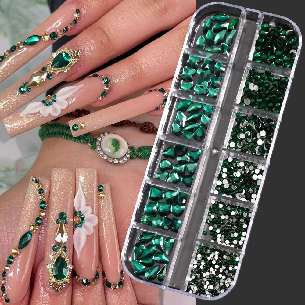 100/50cm Long Luxury Crystal Chain Nail Charms 1.5/2mm Shinying Clear/AB Diamond Nail Art Metal Steel French Manicure Crystal Econic Blanks