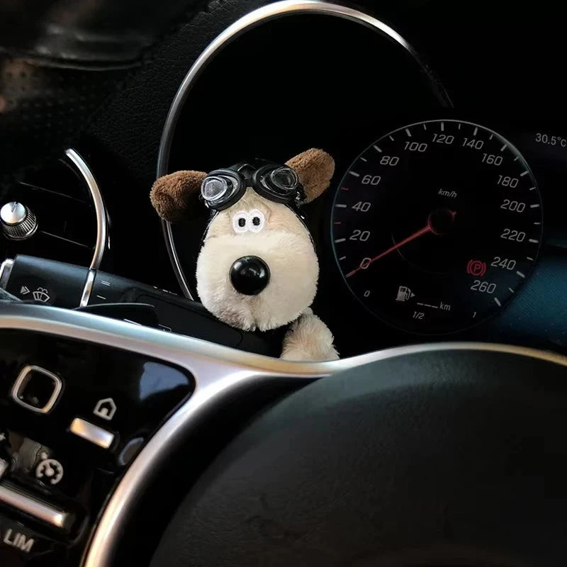 Plush Puppy Clutch Decoration Car Wiper Turn Signal Switch Ornaments kawaii Bowknot Dog Car Wiper Doll Auto Interior Accessories Econic Blanks