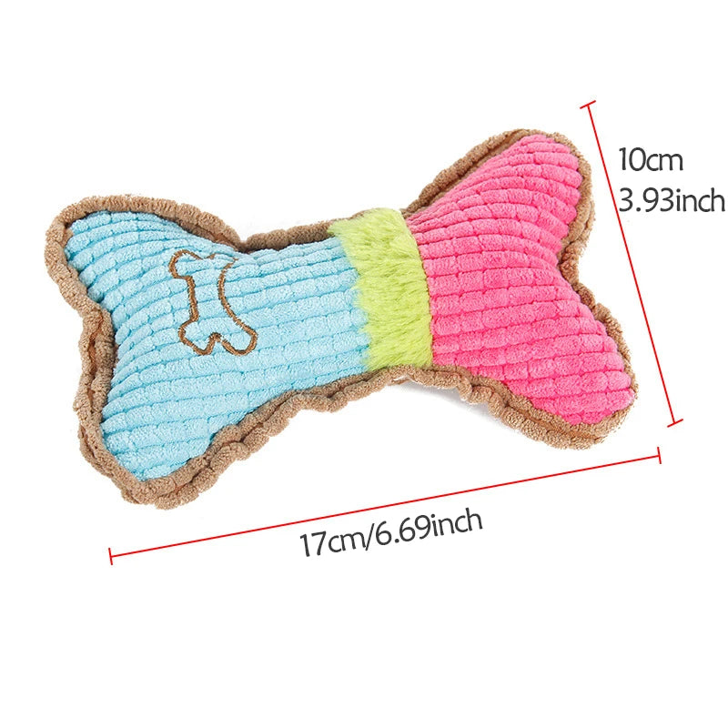 1pc Dog Squeaky Toys, Bones Plush Dogs Chew Toy for Small Medium Breed Puppy Aggressive Chewer Pets Puppy Playing Cleaning Teeth Econic Blanks