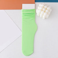 INS Women Girls Summer Thin Long Socks Ice Velvet Soft Breathable Pile of Socks Solid Black White Beige Harajuku High Tube Socks Quick Pick Grocers