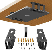 Under Desk Laptop Mount, Metal Under Desk Shelf Holder for Laptop, Mac Mini, Macbook, Keyboard with Anti-Scratch Silicone Quick Pick Grocers
