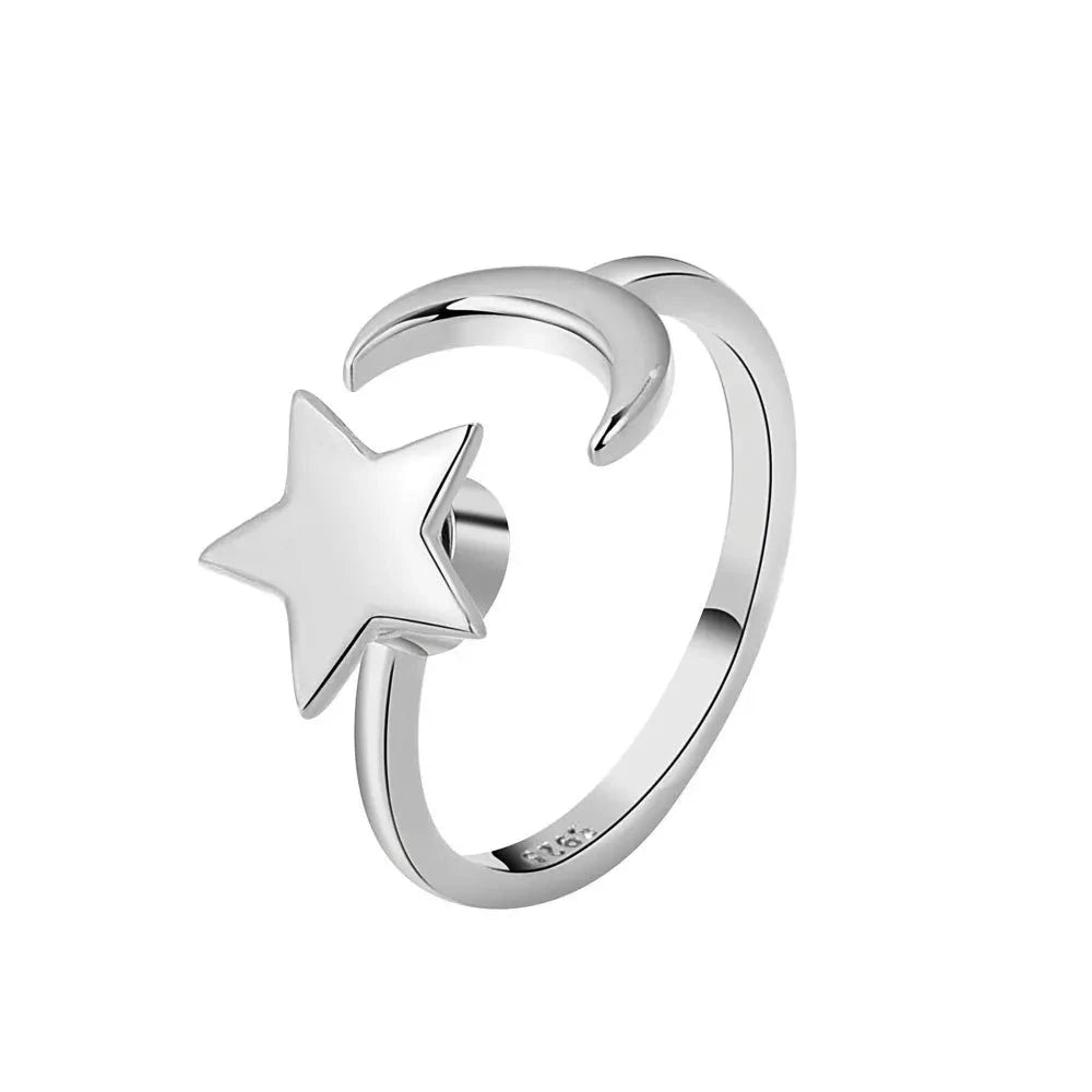 Anti Stress Anxiety Fidget Rings for Women Satinless Steel Spinner Sunflower Sun Star Ring Trendy Jewelry Gift Dropshipping Econic Blanks