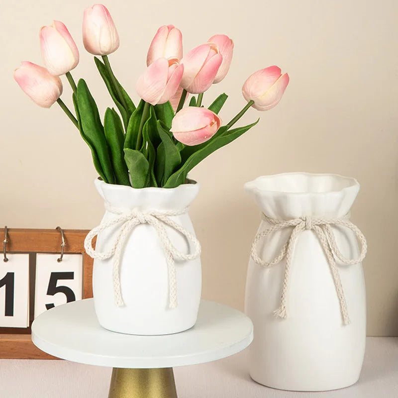 1Pc Bow Design Plastic Flower Vase Modern Art Nordic Decorative Vase  Used for Wedding, Living Room, Office, Bedroom Decoration Quick Pick Grocers
