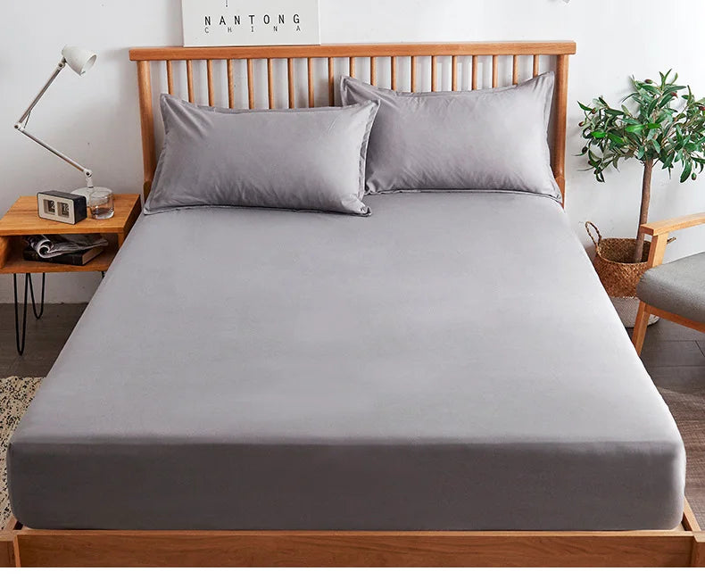 Cotton Fitted Sheet with Elastic Bands Non Slip Adjustable Mattress Covers for Single Double King Queen Bed,140/160/200cm Quick Pick Grocers