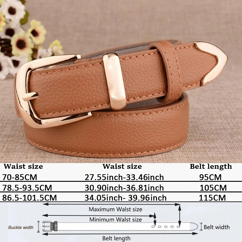 Fashion Women Genuine Leather Belts High Quality Gold Buckle Best Matching Dress Jeans Belts for Lady LB2146 Quick Pick Grocers