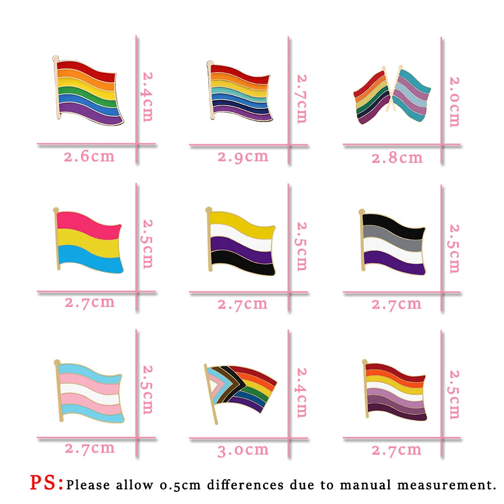 Rainbow Flag LGBT Pride Enamel Pin Inclusive Progress Non-binary Trans Les Bisexual Asexual Brooch Bag Denim Lapel Badge Jewelry Quick Pick Grocers