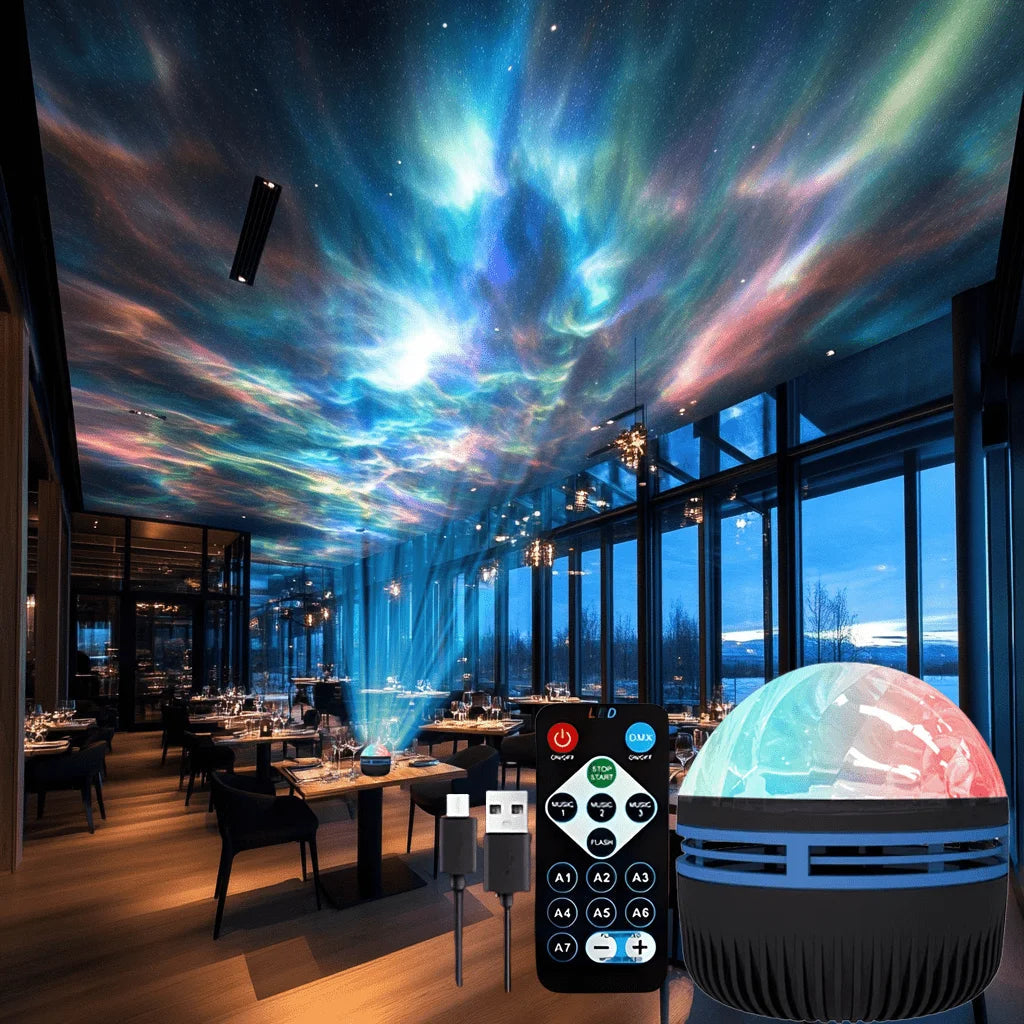 LED Night Light 7 Colors Starry Sky Projector Light Northern Aurora Ambient Light with Remote USB Auto Rotate for Bedroom Decor Quick Pick Grocers