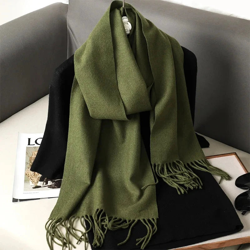 62Color Solid Women Winter Scarf Warm Thicken Cashmere Shawl Outdoor Fashion Luxury Tassels Pashmina Lady Wrap Windproof Scarves Econic Blanks