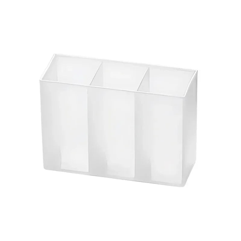 Mini Storage Box 3-Grid Plastic Makeup Brush Lipstick Storage Multi-Functional Desk Organizer for Home Kitchen Bathroom Econic Blanks