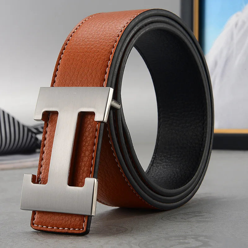 Width 3.8cm Famous Brand Belt Men Top Quality Genuine Luxury Leather Belts for Men Strap Metal Belt Fashion Women's Belt jeans Quick Pick Grocers