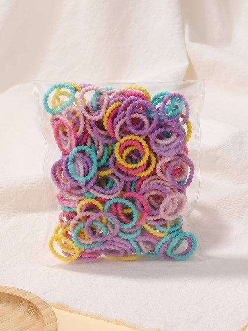 100pcs Toddler Kids Colorful Rubber Band Set 2cm High Elastic Thumb Rings That Don't Hurt Hair Baby Scrunchies Small Thread Purest Peak