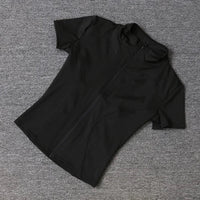 Summer High Quality Waist Slimming Training Tops Women's Quick-drying Tight Stand Collar Full Zipper Short Sleeves Yoga shirts Quick Pick Grocers