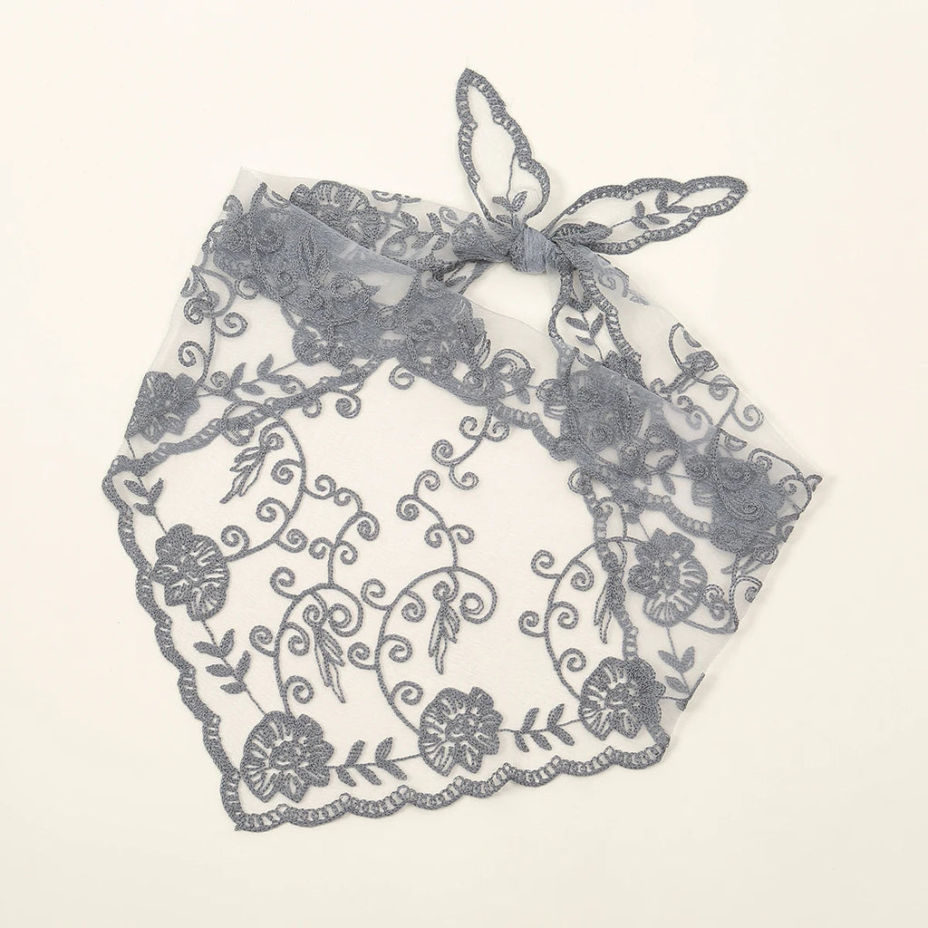 Elegant Lace Scarf Hollow Out Embroidery Foulard Bandana Solid Color Triangular Scarf Thin Vintage HandkerChiefs for Hair Woman Quick Pick Grocers