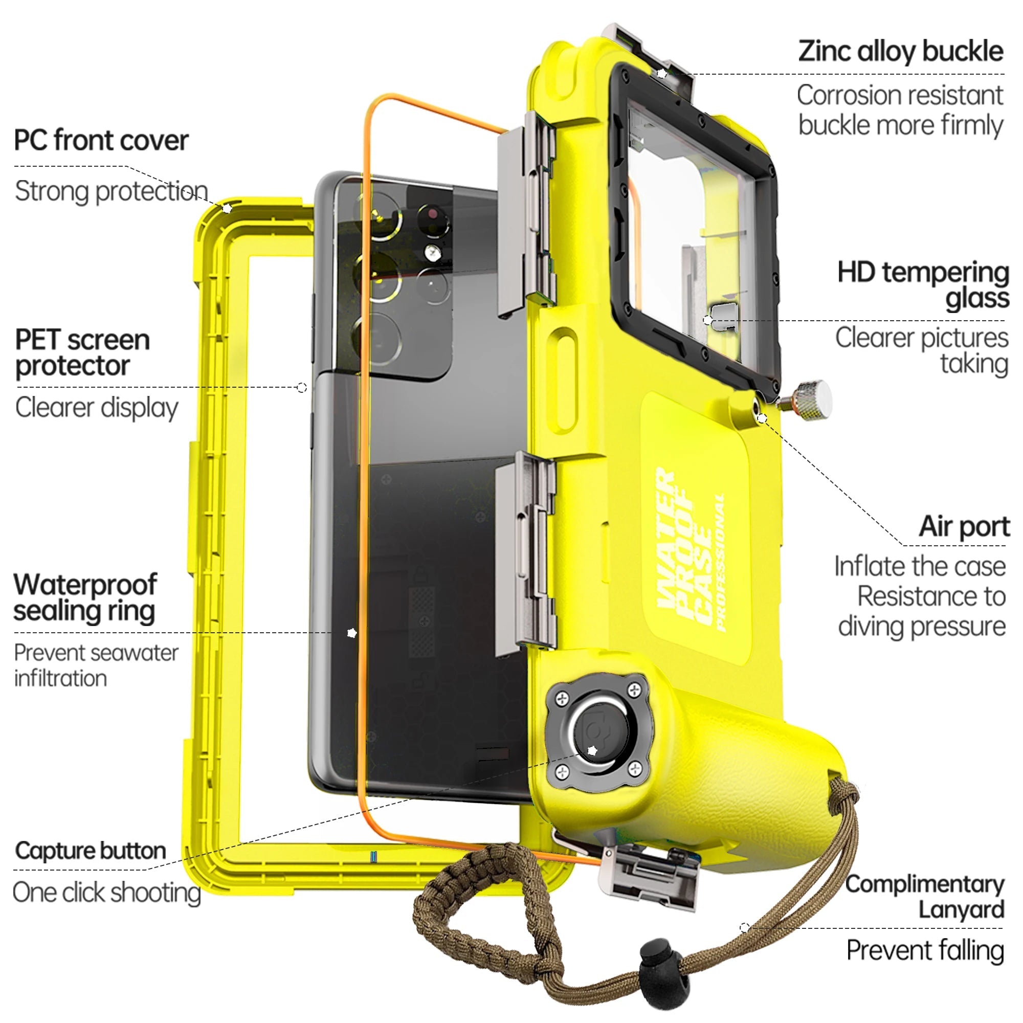 Multi-functional, durable, waterproof, 15m/50ft, universal 6.9 inch waterproof phone case, IP68, professional diving photography Quick Pick Grocers