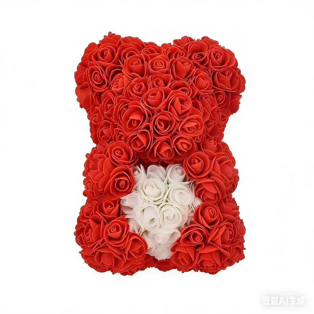 25cm Artificial Teddy Rose Flower Bear with Box Romantic Valentines Day Gift Girlfriend Women Anniversary Wedding Party Supplies Quick Pick Grocers