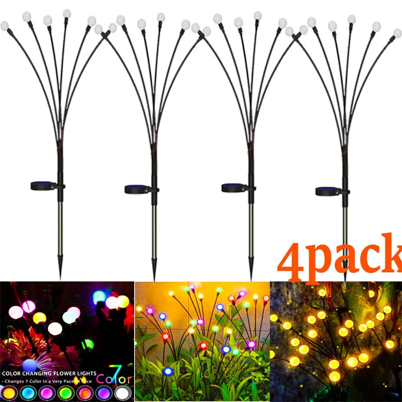 12Pack Outdoor LED Solar Lights Waterproof Starburst Solar Firefly Lights Lawn Lamp Garden Lamp for Path Landscape Decorative Econic Blanks