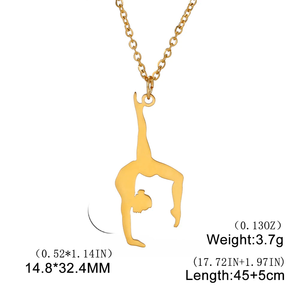 Rhythmic Gymnastics Necklace Women Trend 2025 Gymnast Stainless Steel Jewelry BFF Dancer Girl Sport Accessories Mother Day Gift Quick Pick Grocers