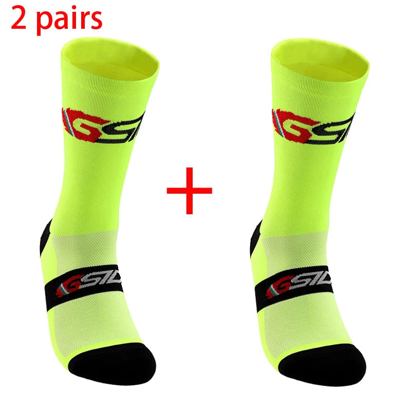 2pairs 2023 New Cycling Socks Bike Nurse Compression Road Bike Running Mtb Knee-high White Sports Funny Brand Black Quick Pick Grocers
