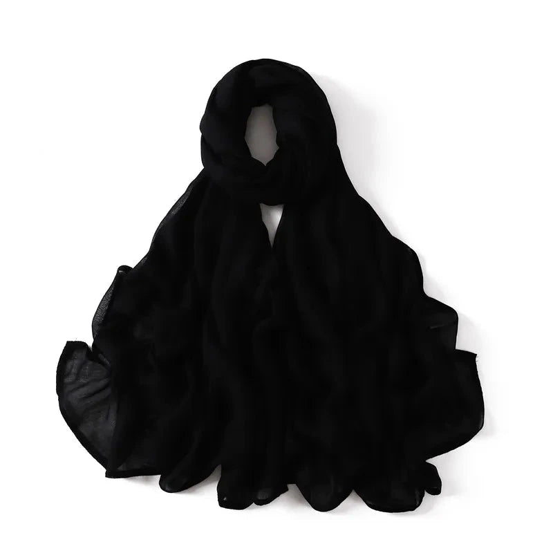 Women Big Size Plain Solid Cotton Rayon Hijab Scarf Lady High Quality Wraps and Shawls Musulman Headband Islamic Turban 180*95Cm Econic Blanks