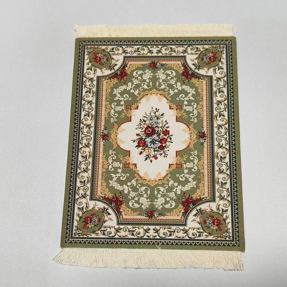 Woven flower Persian carpet small coaster wholesale merchants cheap mouse pad desk mat retro style rubber non-slip computer mats Quick Pick Grocers