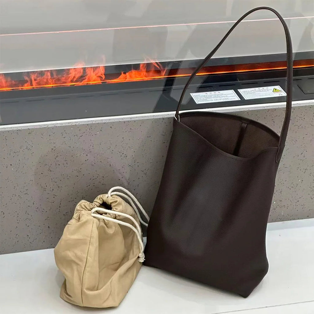 MENDY Bucket Bag Large Women's Bag Tote Bag Shoulder Bag Luxury Designer Genuine Leather Handbag Japanese Popular Bag Soft Row Quick Pick Grocers