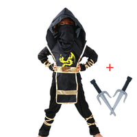 Black Ninja Costume Boy Halloween Japanese Samurai Costume Kid Anime Muscle Costume with Foam Accessories Best Children Gift Quick Pick Grocers
