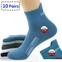 10/20Pairs High Quality Men's Socks Casual Breathable Cotton Man Run Sports Socks Spring Autumn Male Sox Gifts Plus Size 38-45 Quick Pick Grocers