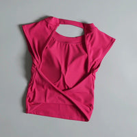 Sexy Short Backless Fixed Chest Pad Sports T-shirt Vest Women's Tight Fitting Quick Drying Slimming Yoga Suit Top Clothing Quick Pick Grocers